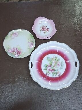 3pc bundle of vintage Prussia Three crown China  & a 1930's plates from Germany